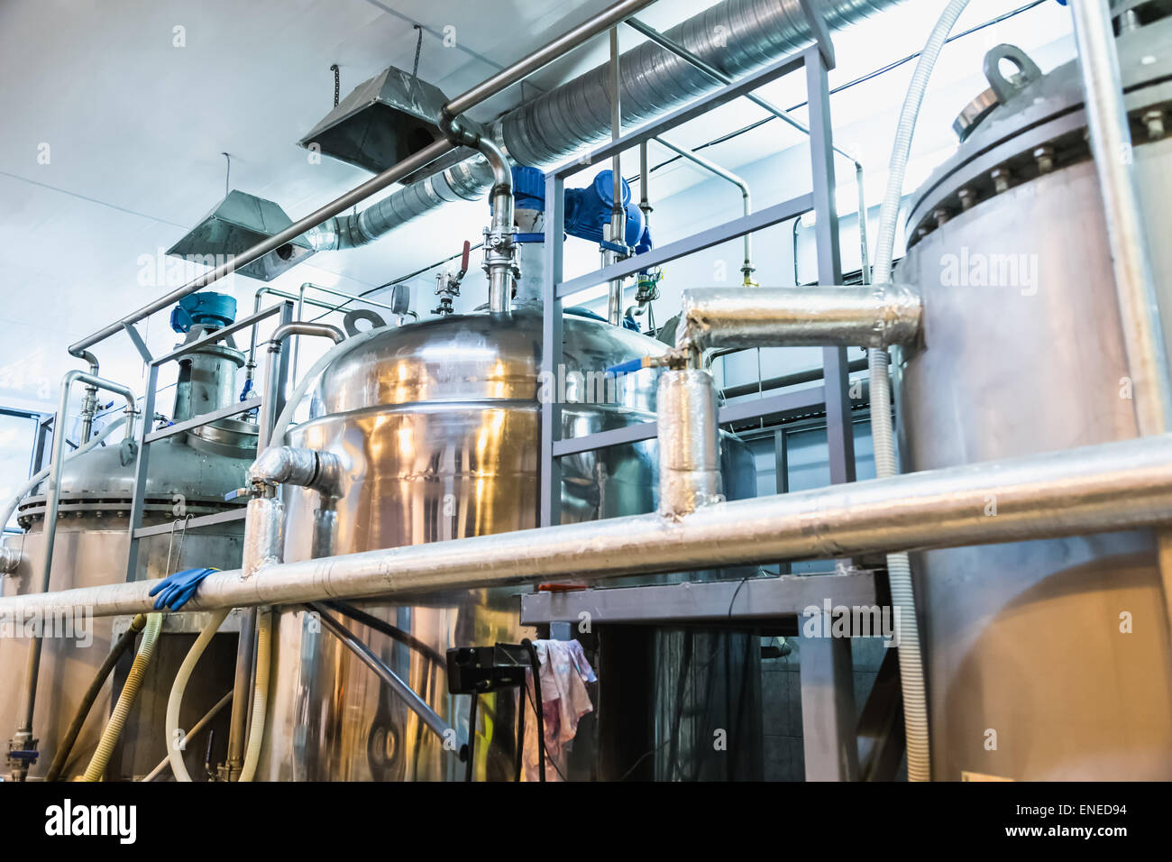 Tank equipment. Pharmaceutical and chemical industry. Manufacture on plant Stock Photo