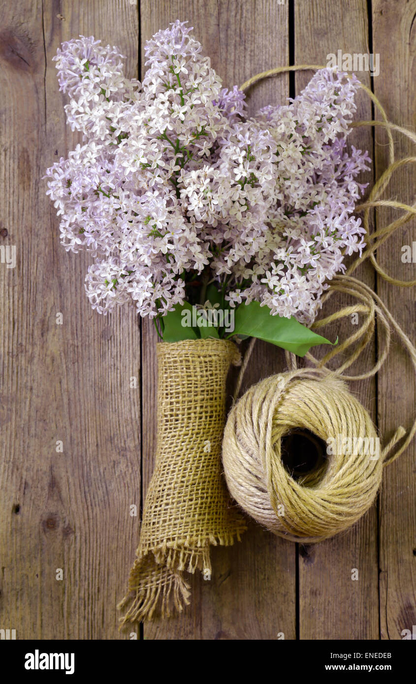 branches of blooming lilacs on an old wooden background Stock Photo - Alamy