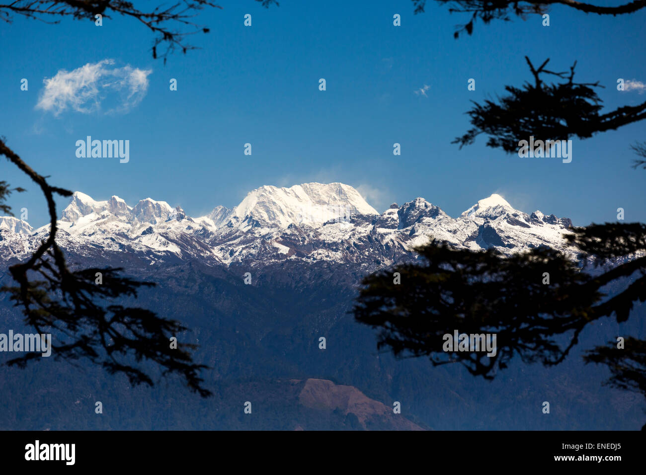 Himalayas from Dochula Pass, Bhutan, Asia Stock Photo