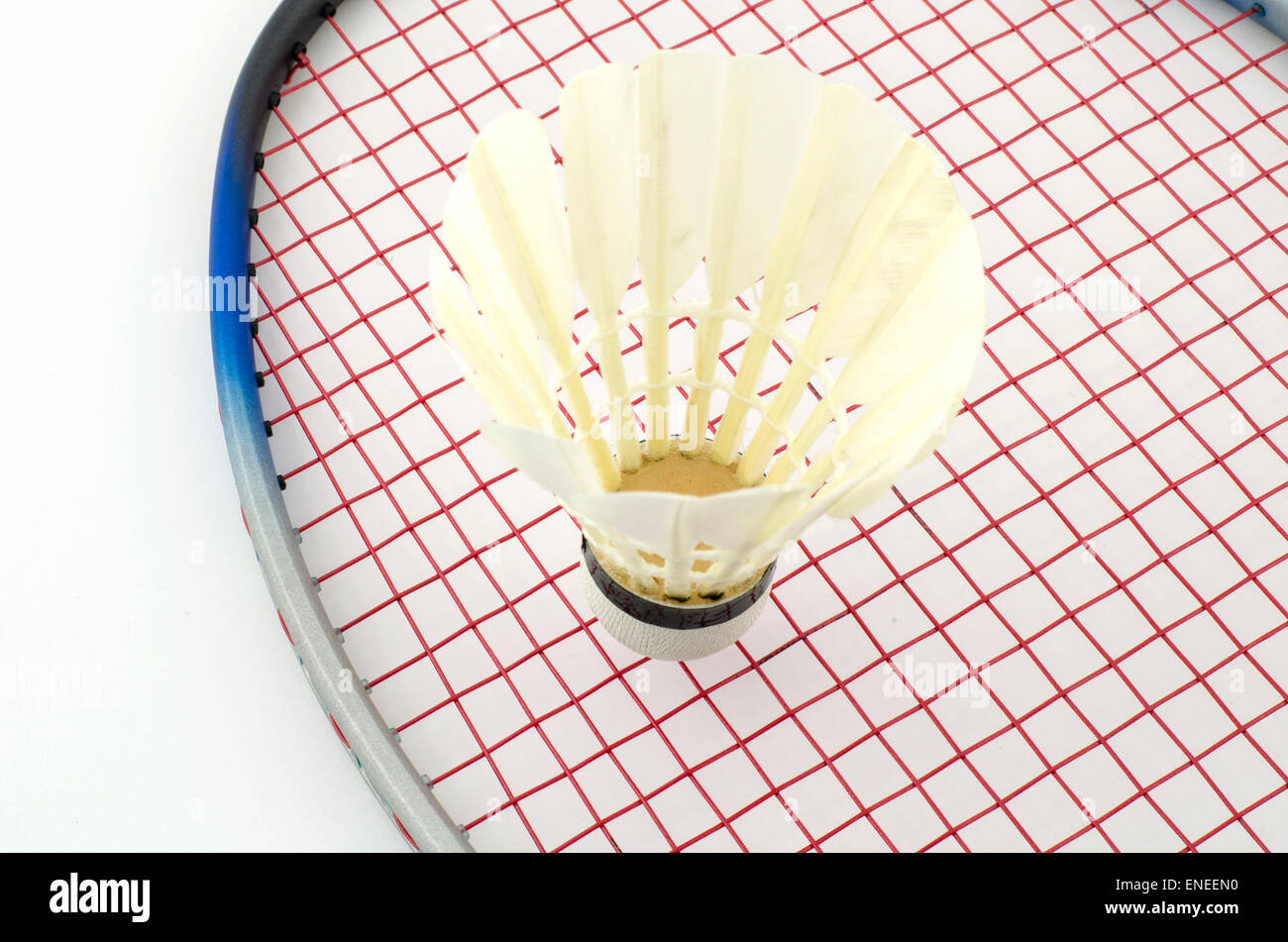 racket badminton with shuttle cock isolated on white background Stock ...