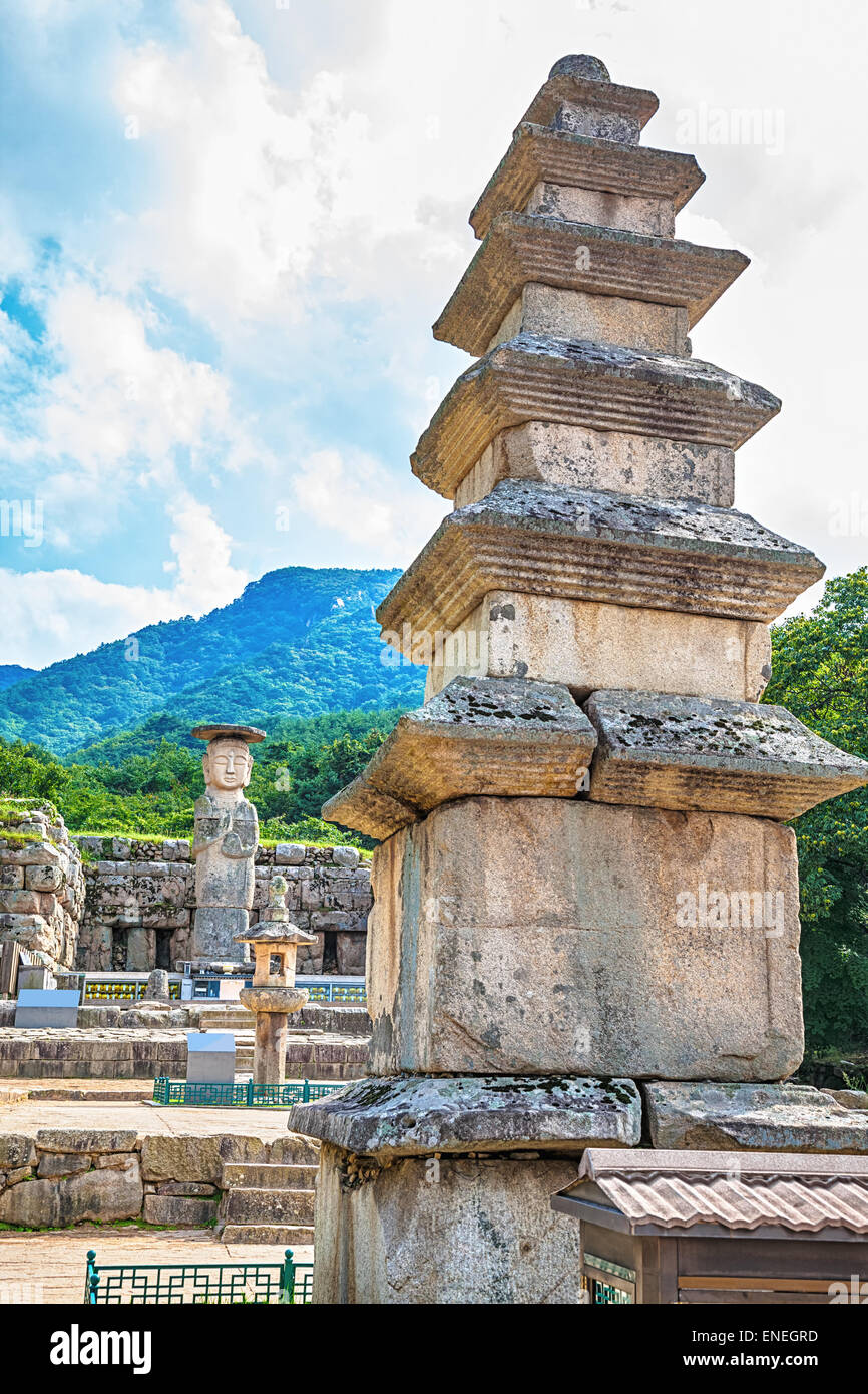 Stone religious old monument landmark in South Korea Stock Photo