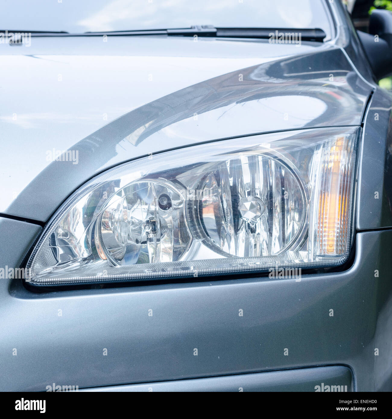 car light on gray color Stock Photo