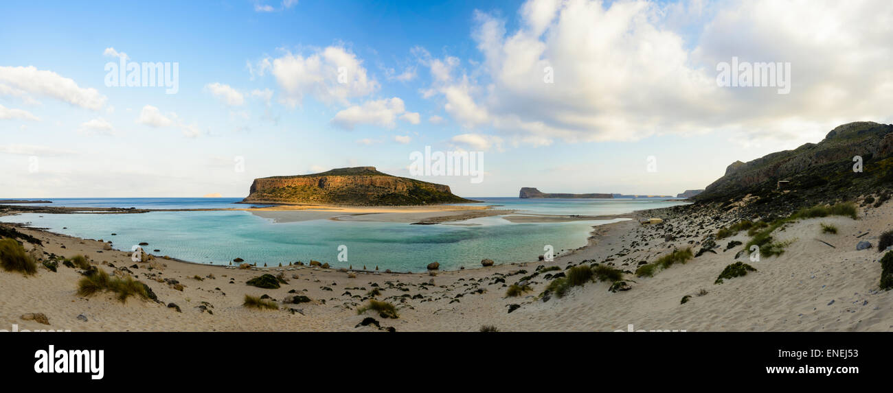 The tropical beach of Balos in the west end of Crete island, Greece Stock Photo