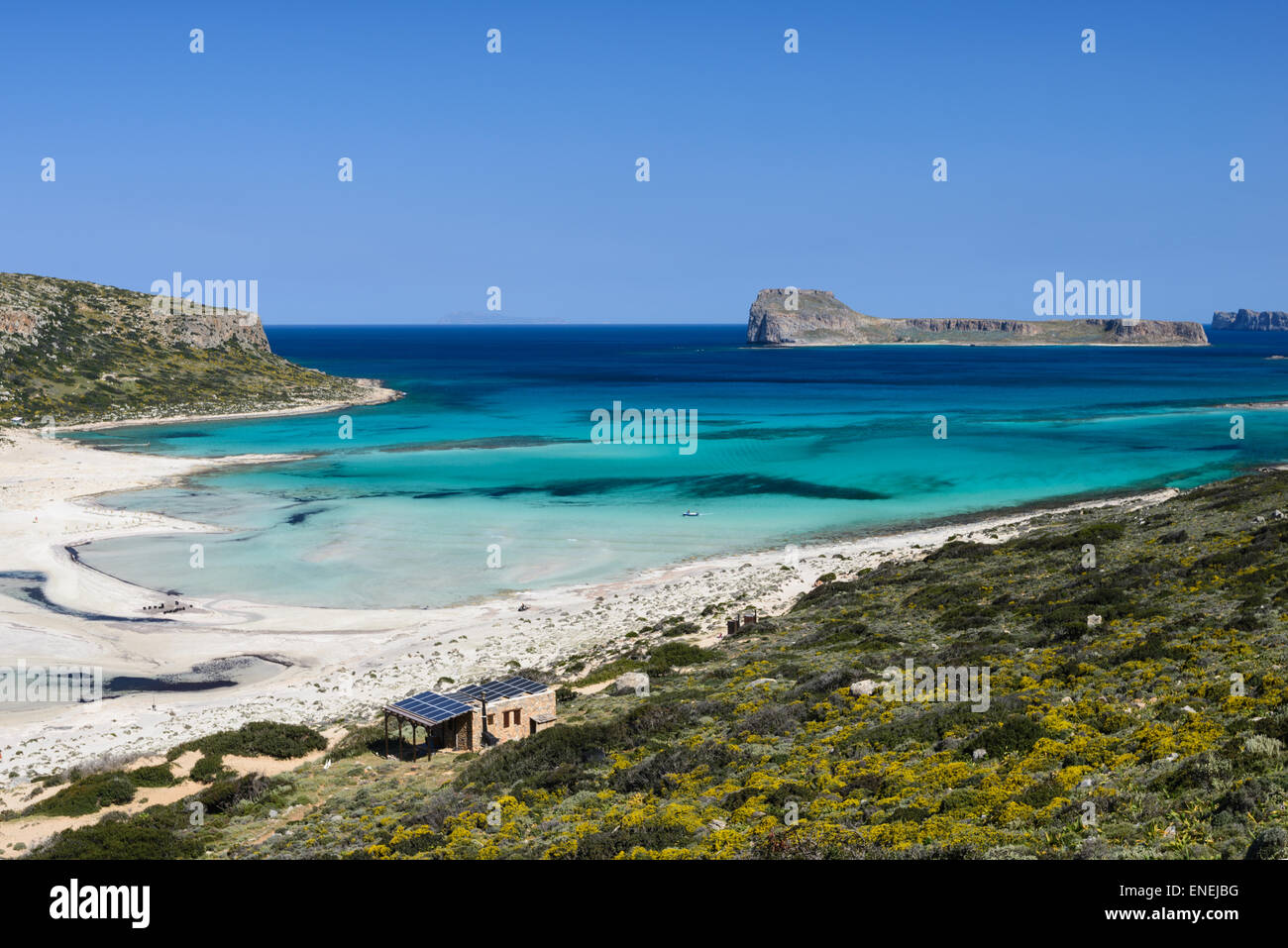 The tropical beach of Balos in the west end of Crete island, Greece Stock Photo
