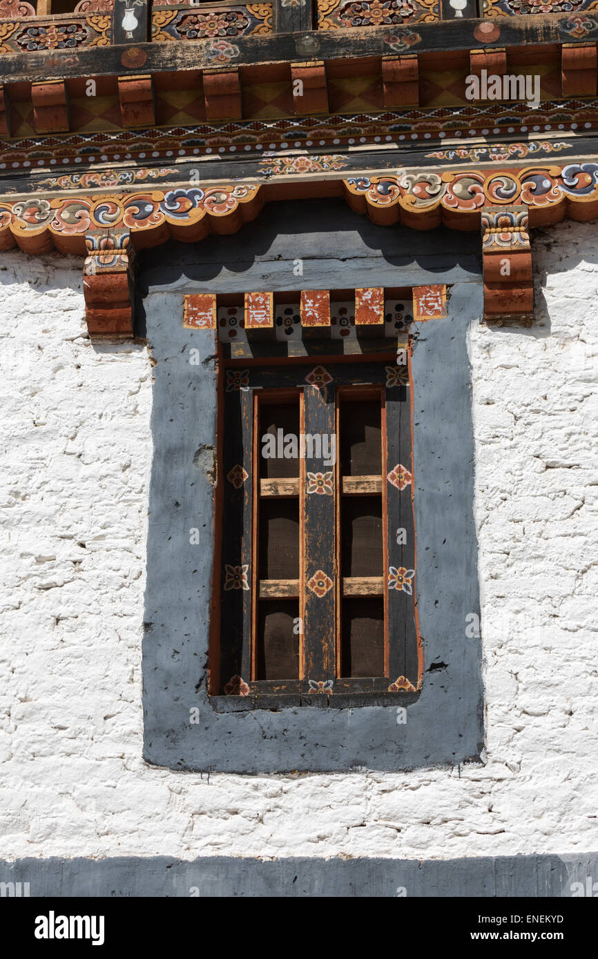Architectural details, Trongsa Dzong, Trongsa, Central Bhutan, Asia Stock Photo