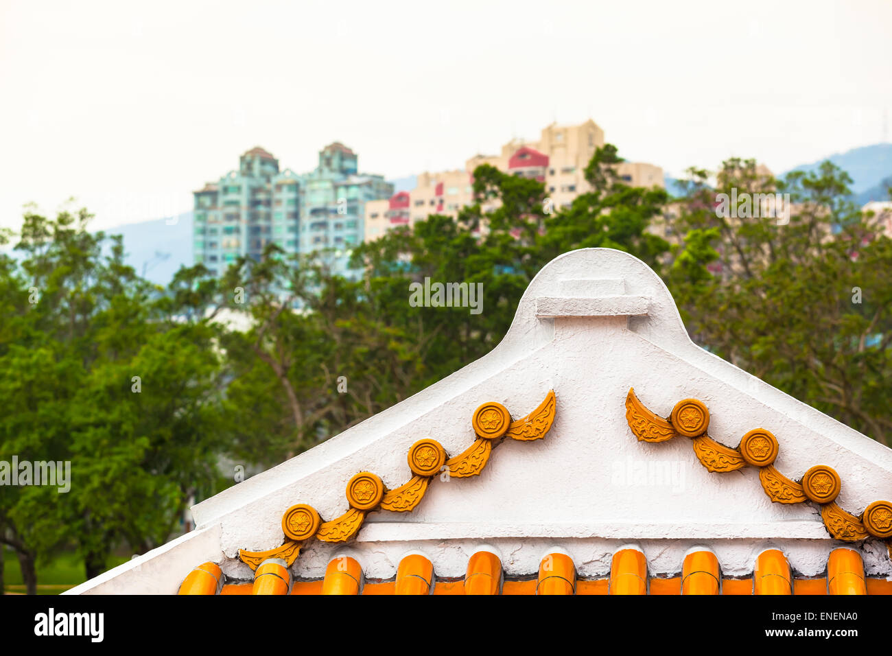 Roof Of A Traditional Style Asian House And Modern Houses At The Background Stock Photo Alamy