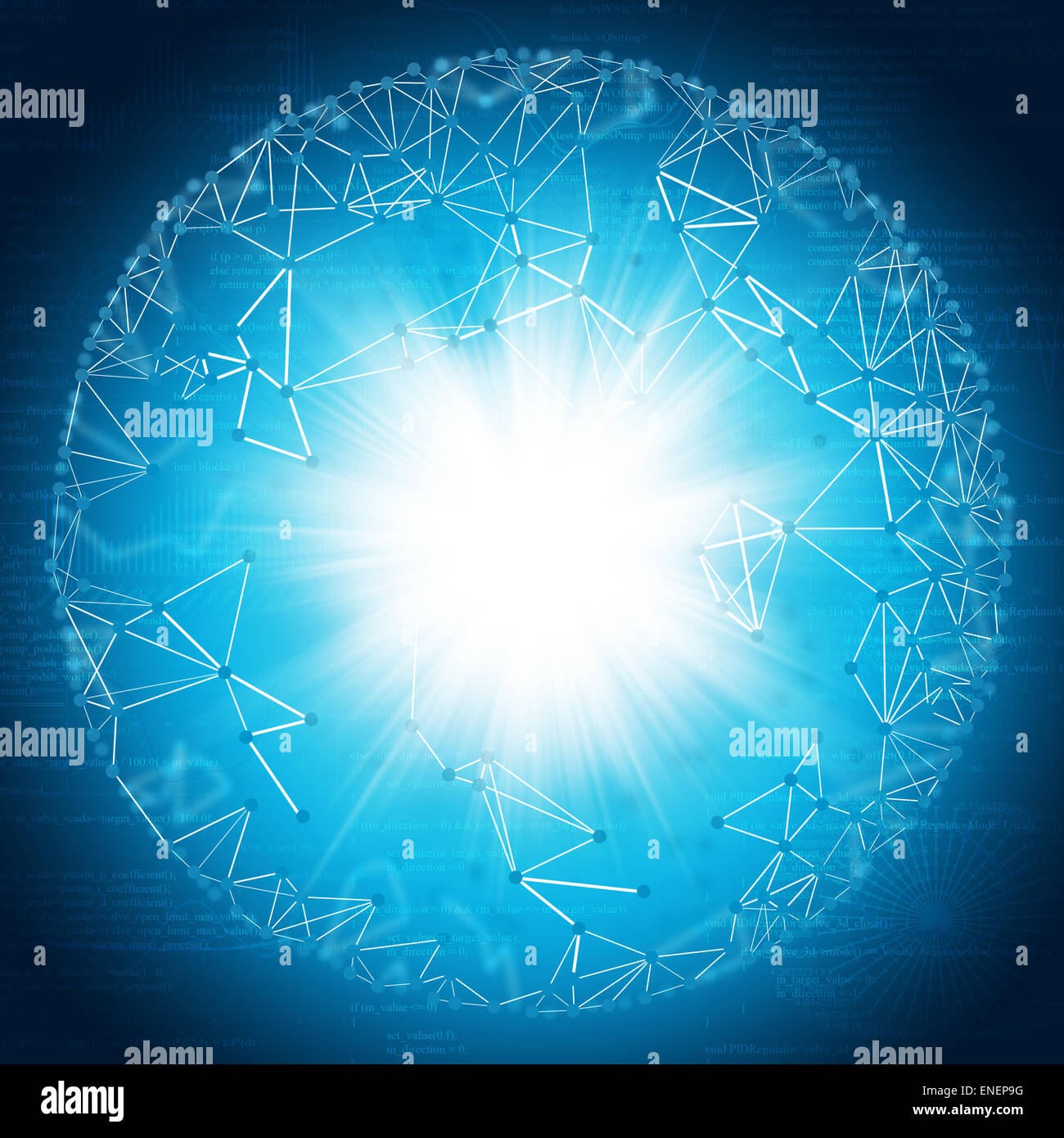 Abstract blue background with molecule model Stock Photo - Alamy