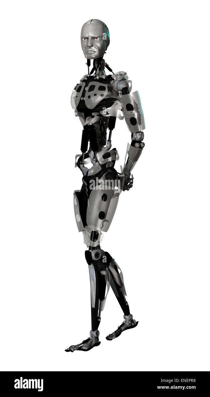 3D digital render of a male cyborg isolated on white background Stock ...
