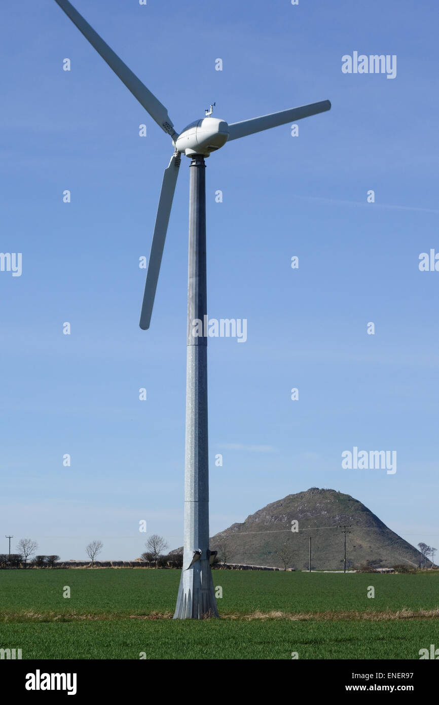 Wind Generator at Blackdykes, North Berwick - North Berwick Law in background Stock Photo