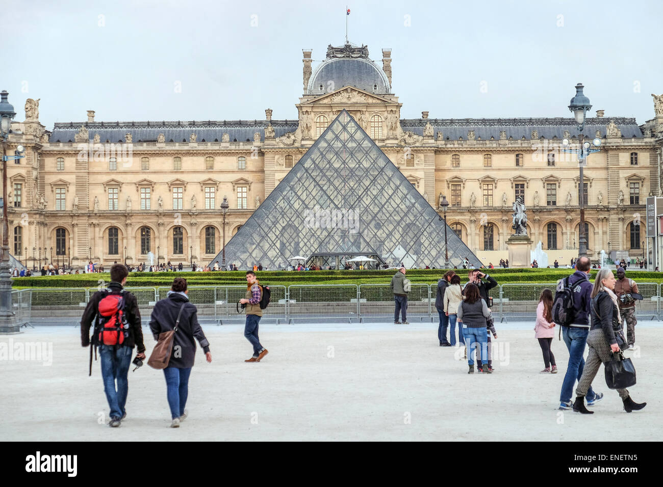France Paris, the Louvre museum with the Pei Pyramid Stock Photo