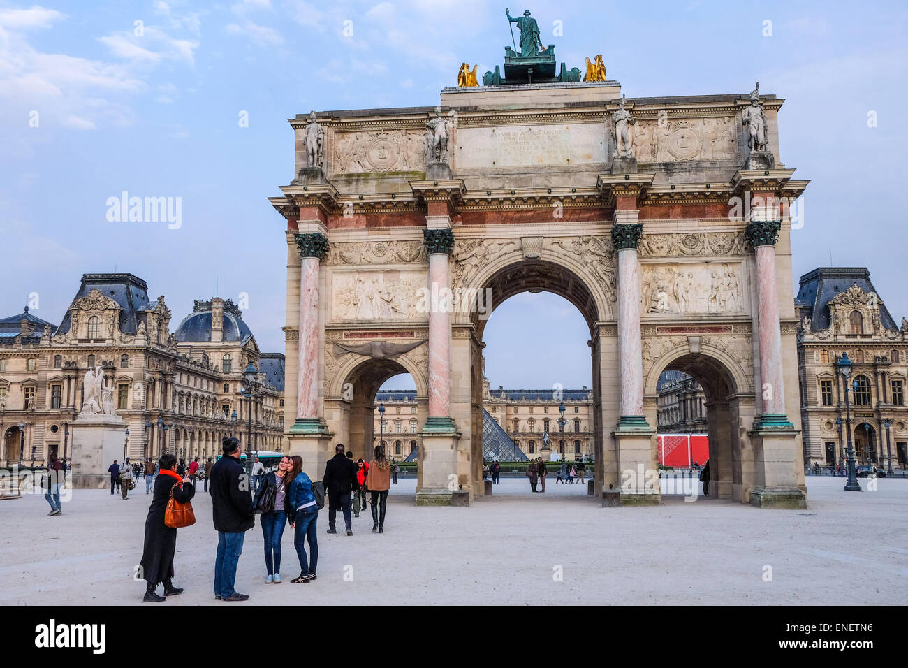 France Paris, the Arch of the Carrousel in front of Louvre Stock Photo