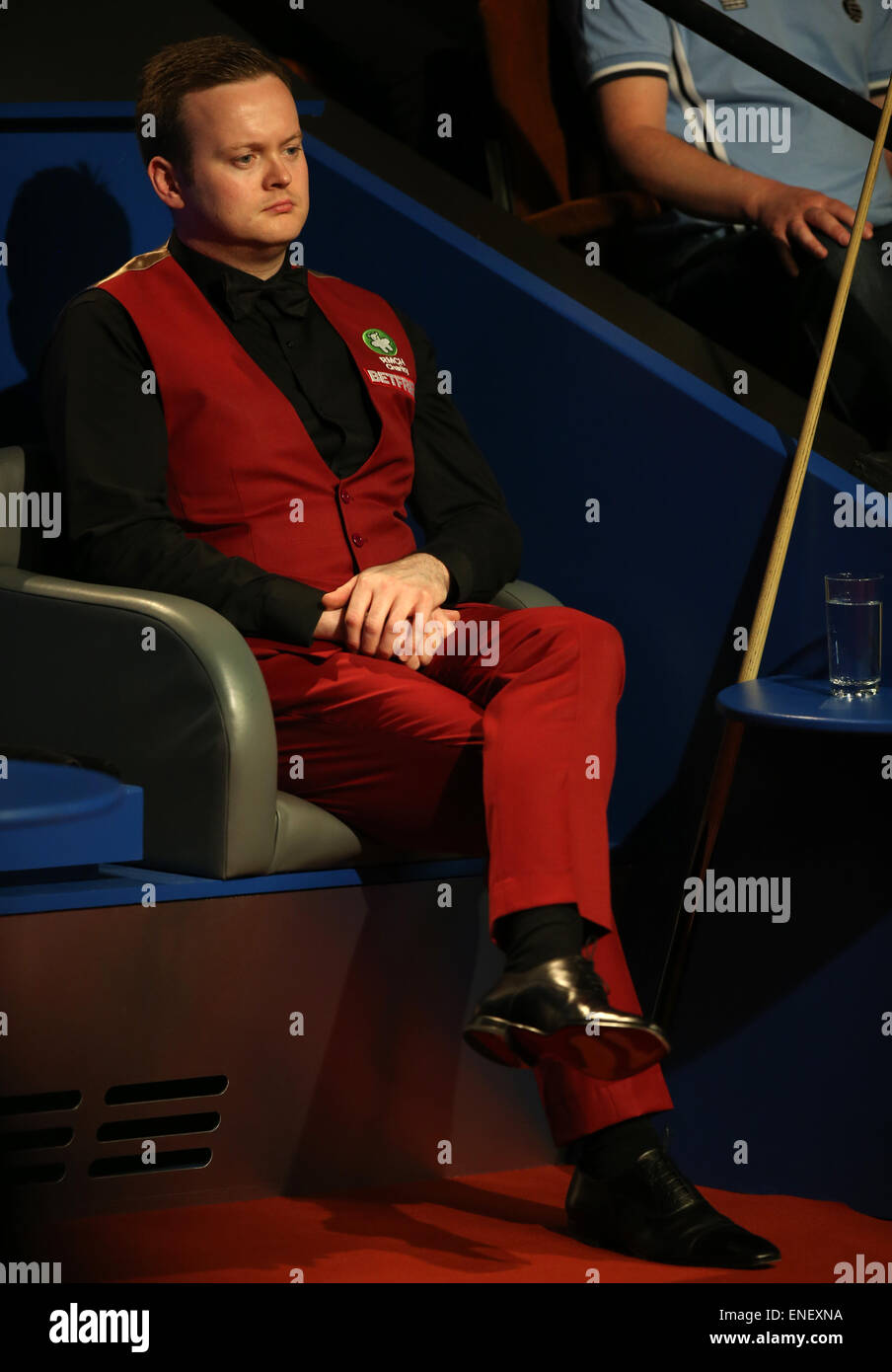 Sheffield, UK. 4th May, 2015. Shaun Murphy of England reacts during the
