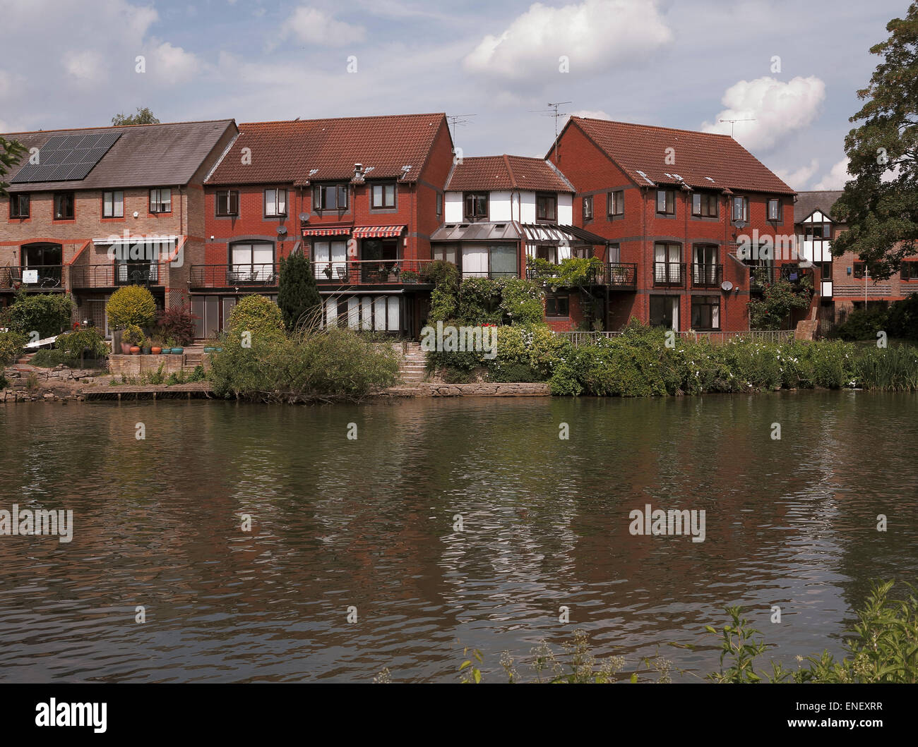 Riverside flats and houses Thames River Reading Berkshire England UK Stock Photo