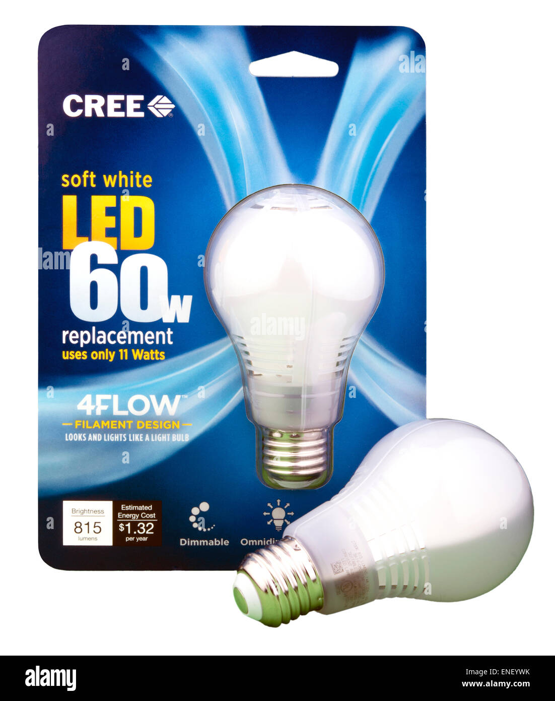 Cree soft white LED 60W lightbulb Stock Photo