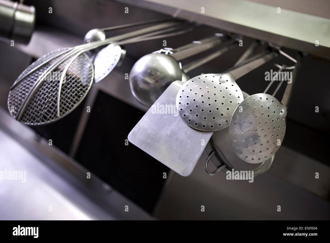 Various utensils in the kitchen of a restaurant Stock Photo Alamy