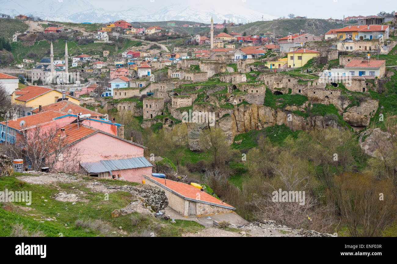 The town of Ihlara, Cappadocia, Turkey.  The adjacent Ihlara Valley was an early centre of Christianity. Stock Photo