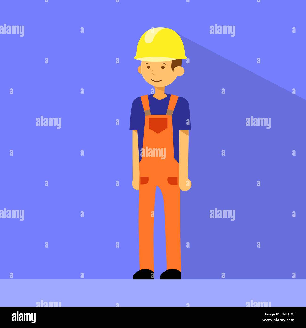 Cartoon Construction Worker Character Flat Vector Stock Photo - Alamy