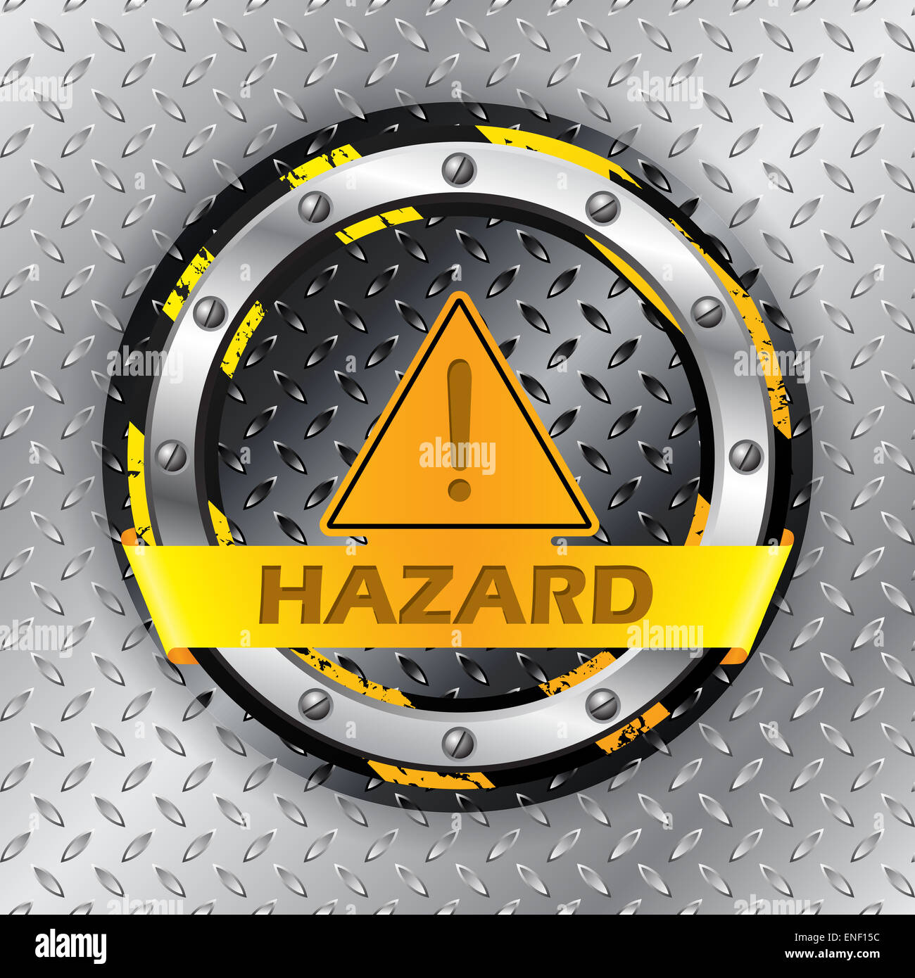 Universal warning sign on metallic plate background Stock Photo Alamy