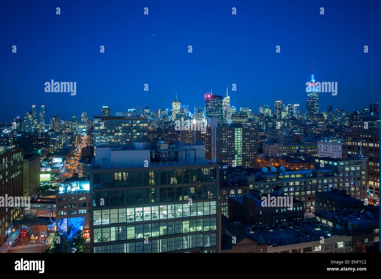 New York CIty, NY, USA, Nighttime Overviews, City Scapes / Skylines US Cities, Manhattan, Stock Photo