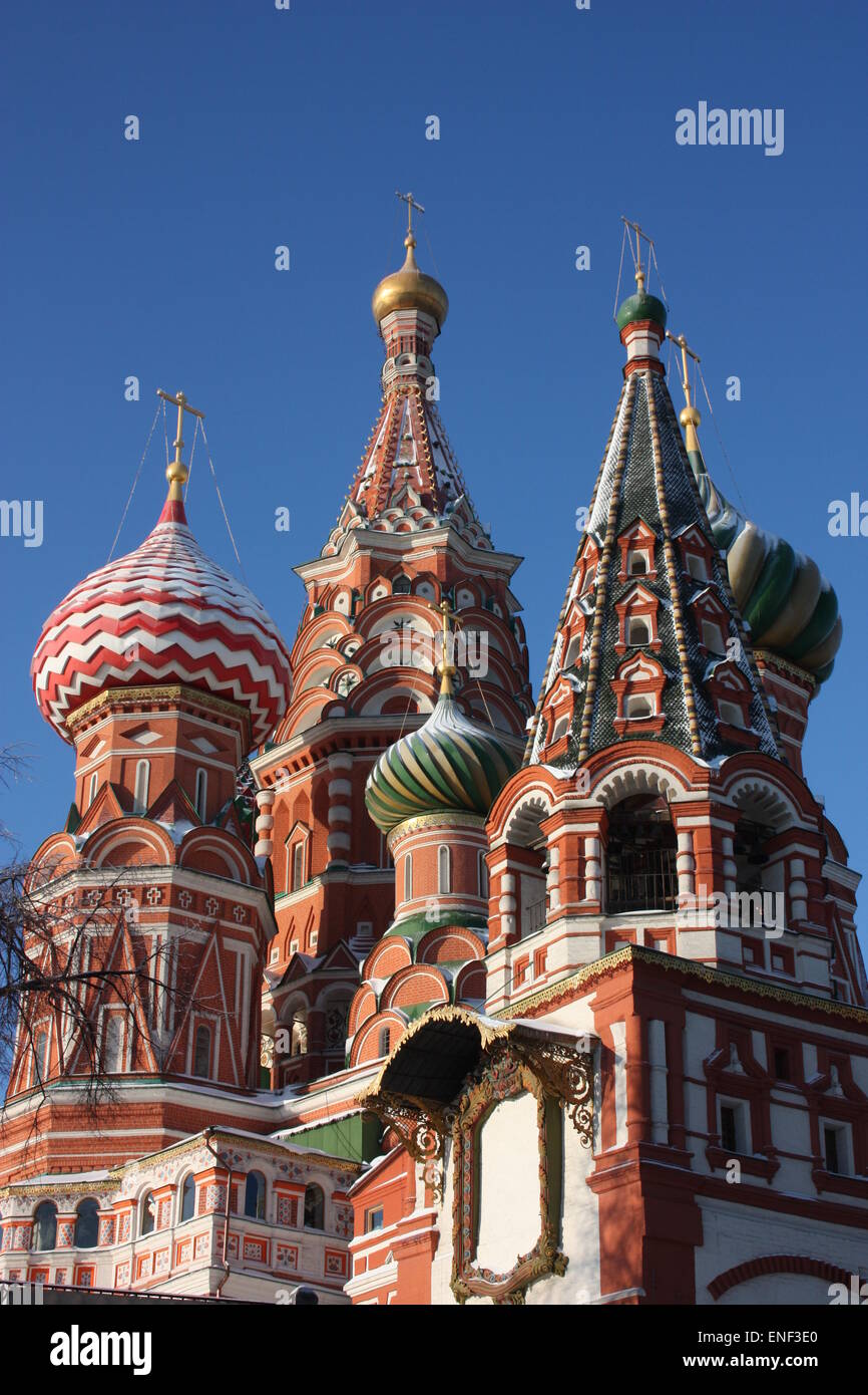 Cupolas of Pokrovskiy of cathedral (St. Basil's cathedral). Russia, Moscow Stock Photo