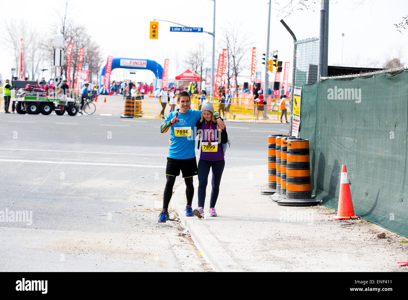 Toronto, Canada. 3rd May, 2015. Runners smiling for the camera, at  Toronto Marathon on sunday. Credit:  NISARGMEDIA/Alamy Live News Stock Photo