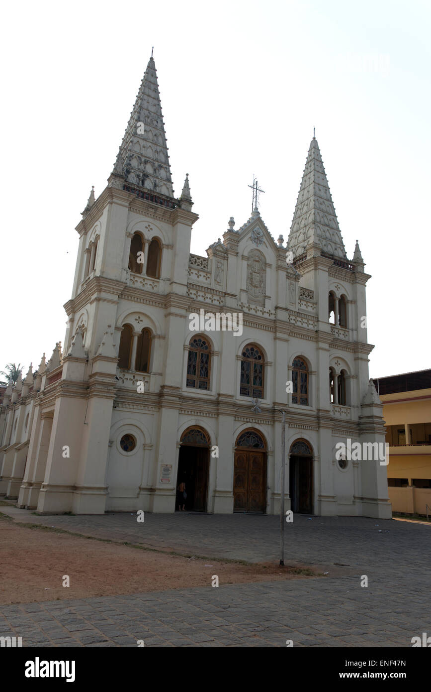 The Roman Catholic Santa Cruz Cathedral Basilica parish at Fort Cochin in Kochi in the State of Kerala in Southern India.  The cathedral, is one of Stock Photo