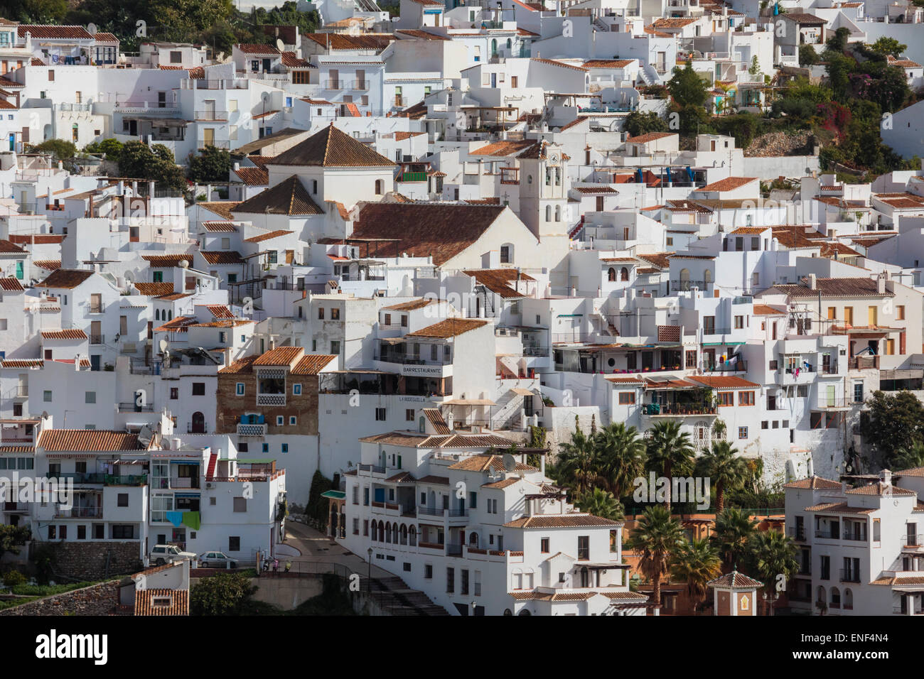 Frigiliana, Malaga Province, Axarquia, Andalusia, southern Spain. Typical white washed mountain town. Stock Photo