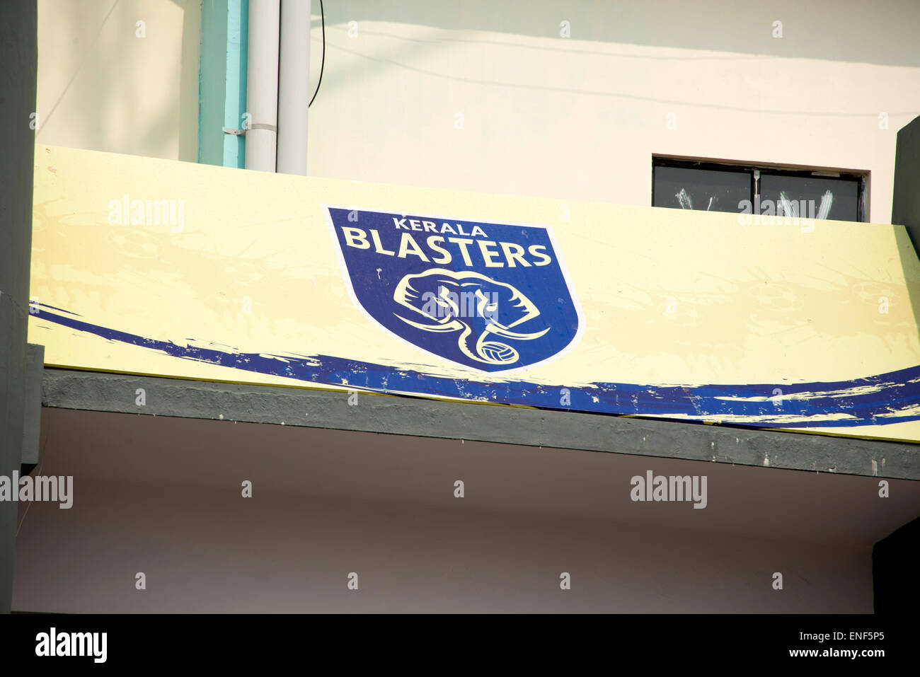 The logo of Kerala Blasters Football Club is an Indian professional football team based in Ernakulam, Kerala, India. Stock Photo