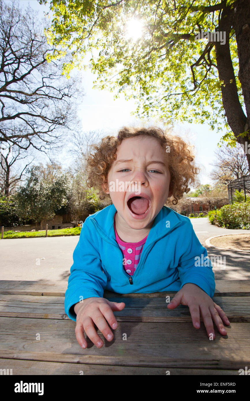 Kid shouting at the Ménagerie du Jardin des plantes Stock Photo
