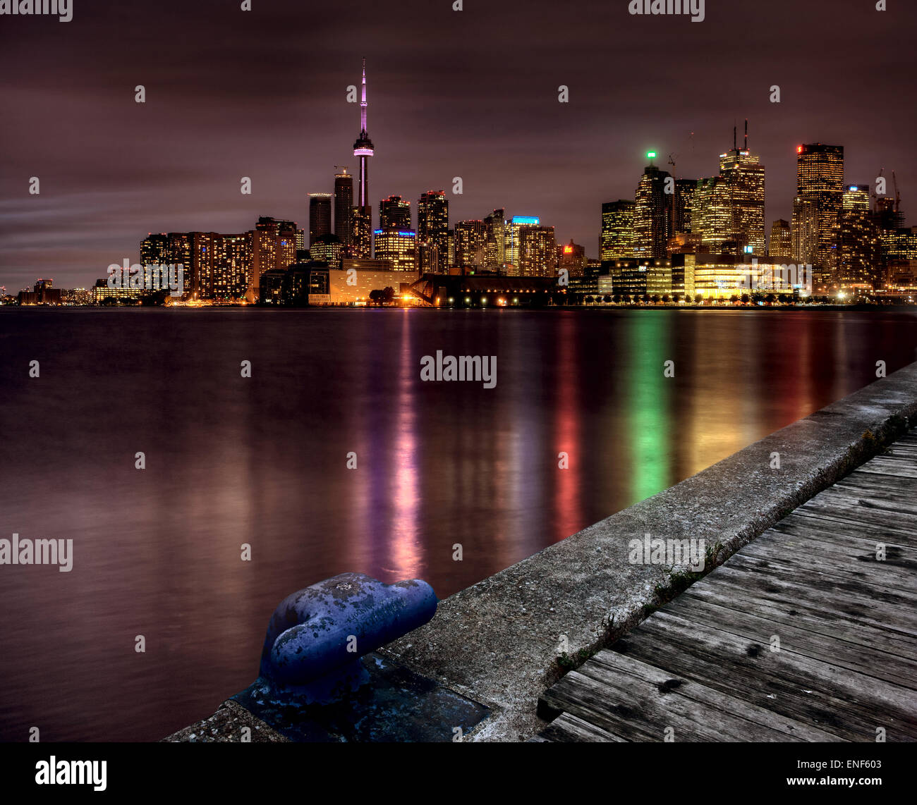Night Shot Toronto skyline in Ontario Canada Stock Photo