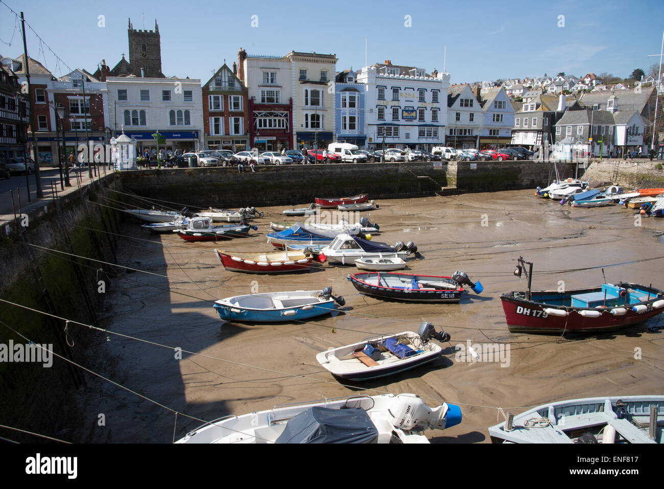 Dart Harbour in Dartmouth Devon England at low tide a popular holiday destination in the west country Stock Photo