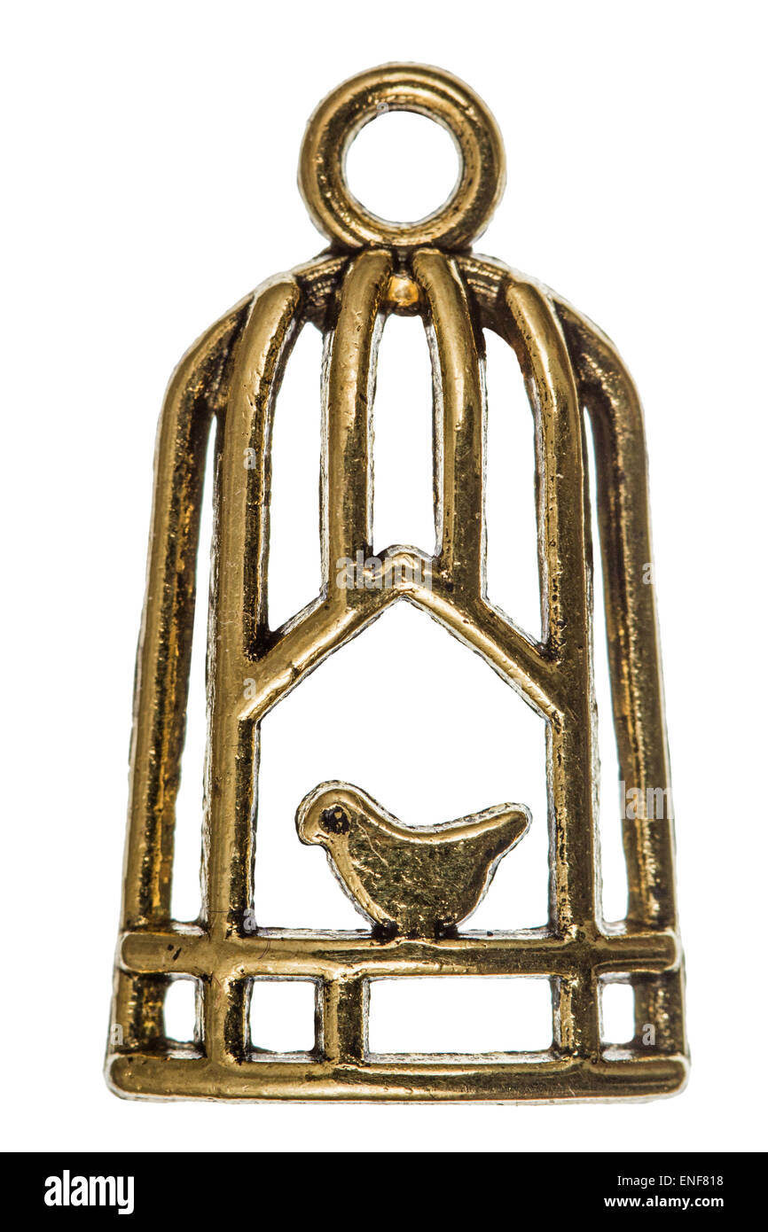 Picture of Bird in a cage, decorative element, isolated on white background Stock ...