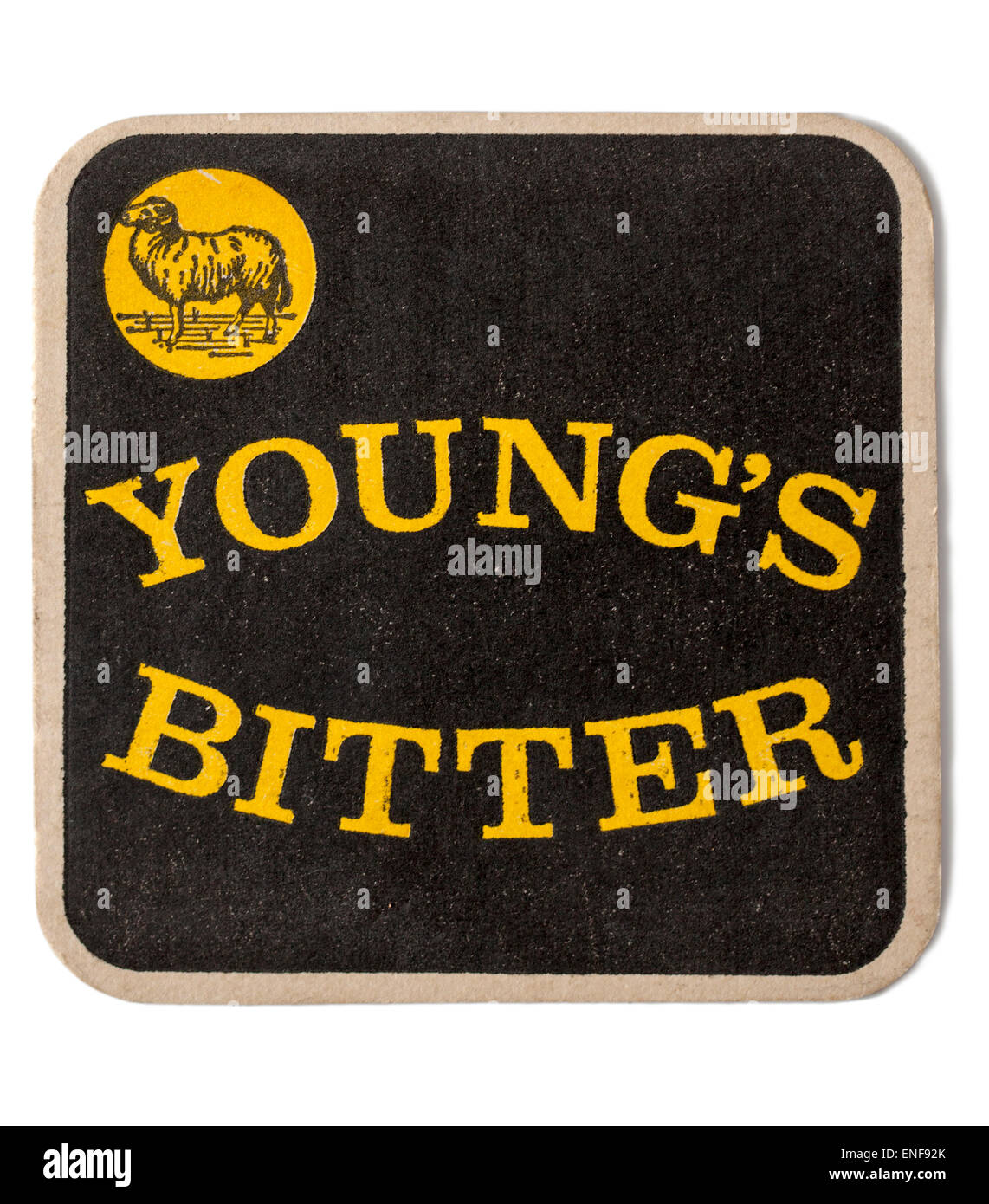 Vintage British Old Beermat Advertising Youngs Brewery and Bitter Beer Stock Photo