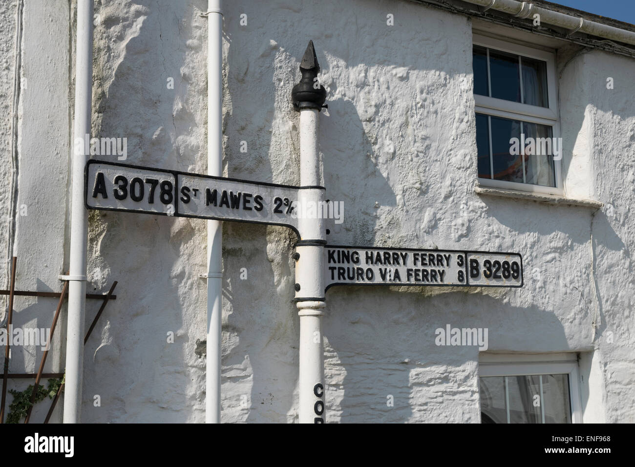 Direction signpost at St.Just in Roseland, Cornwall, UK Stock Photo Alamy