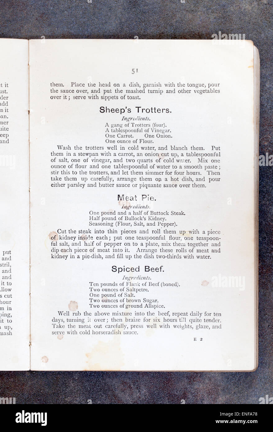 Plain Cookery Recipes Book by Mrs Charles Clarke for the National Training School for Cookery Stock Photo