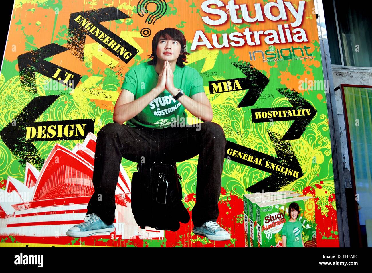 Bangkok, Thailand Large advertising billboard on Silom Road aimed at