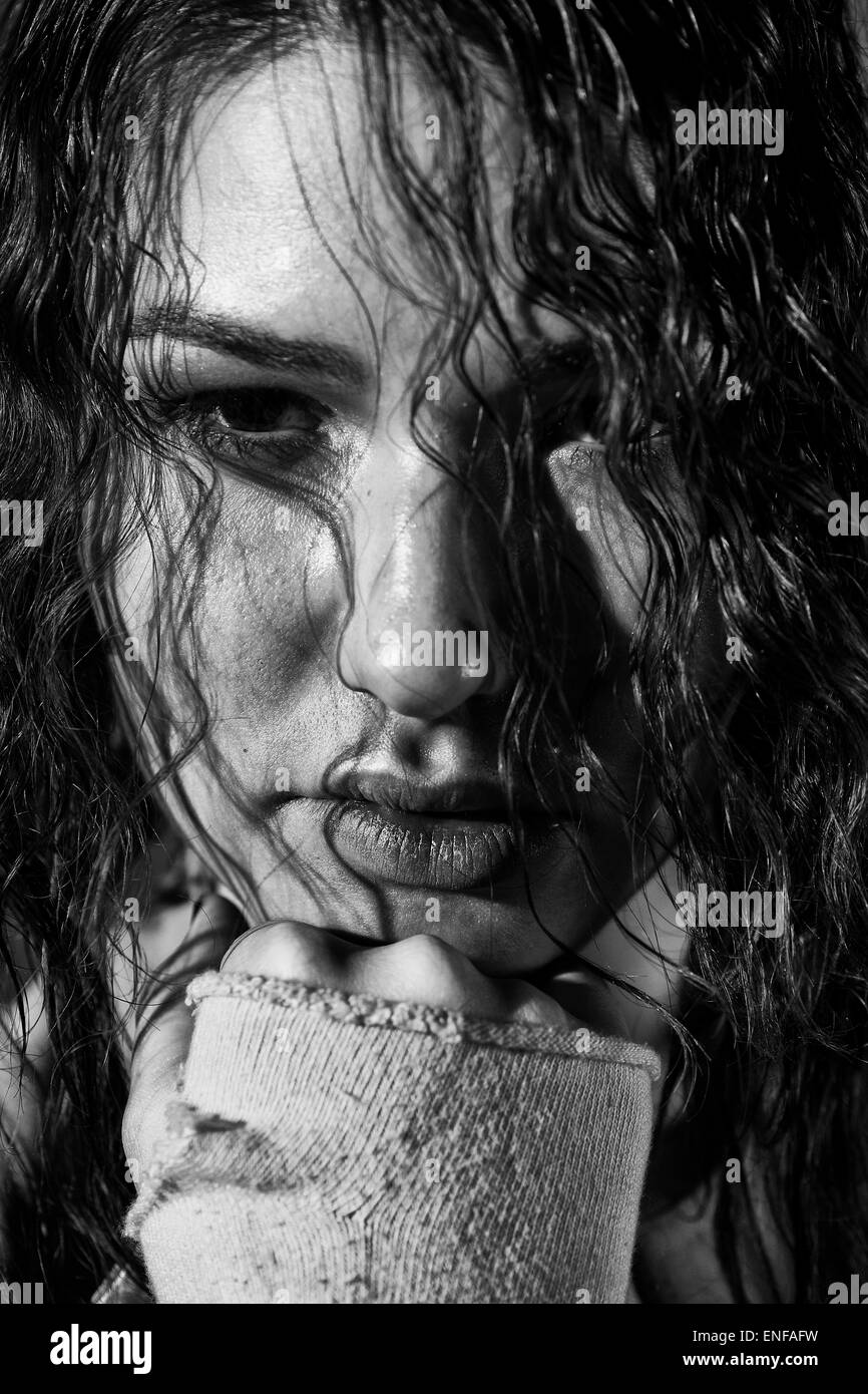 Woman wet hair dark Black and White Stock Photos & Images - Alamy