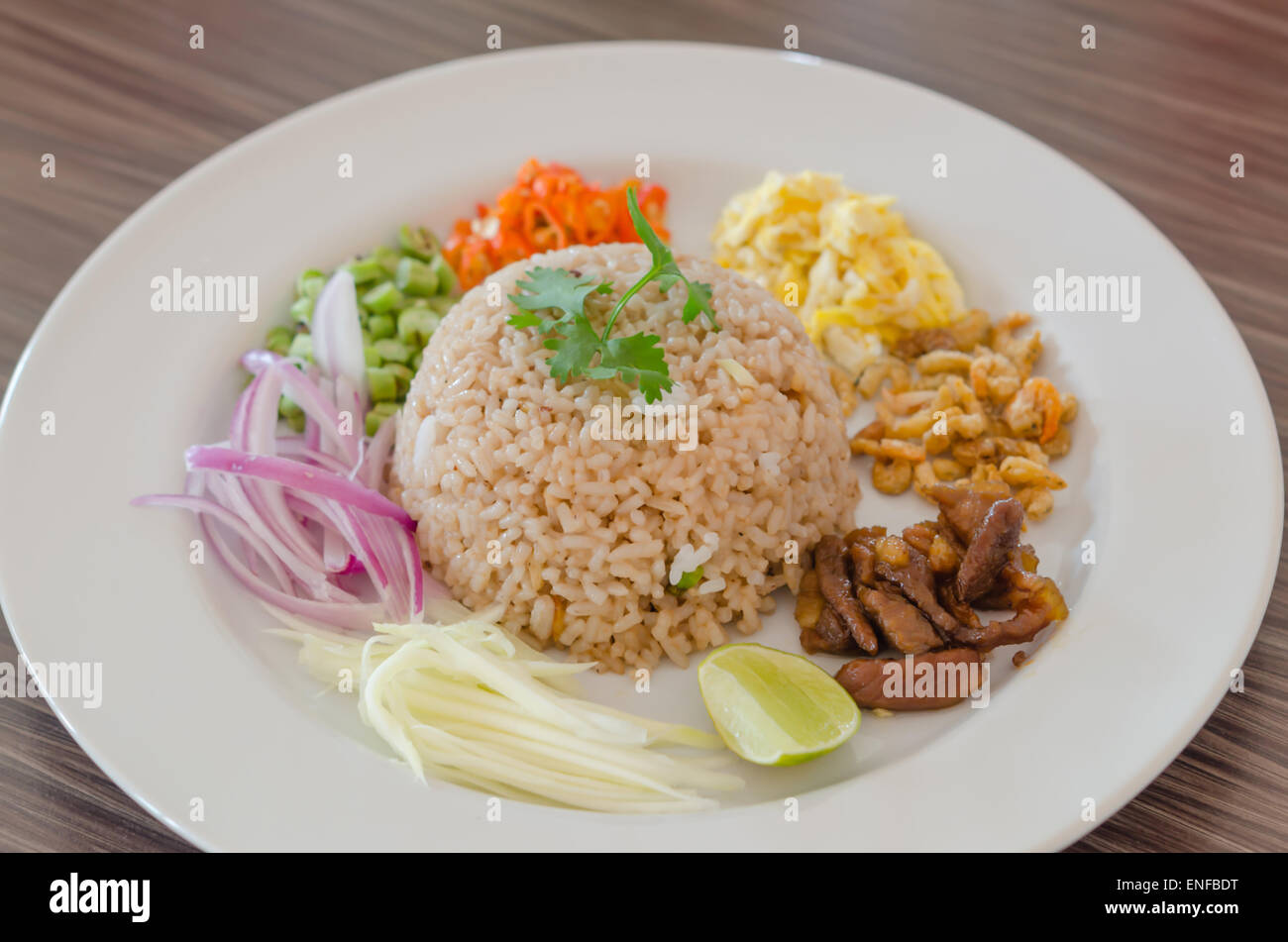 Mixed Cooked Rice Mixed cooked rice with shrimp paste sauce Stock Photo - Alamy