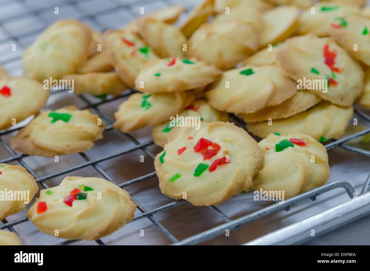 close up fresh homemade cookies with dried fruits Stock Photo