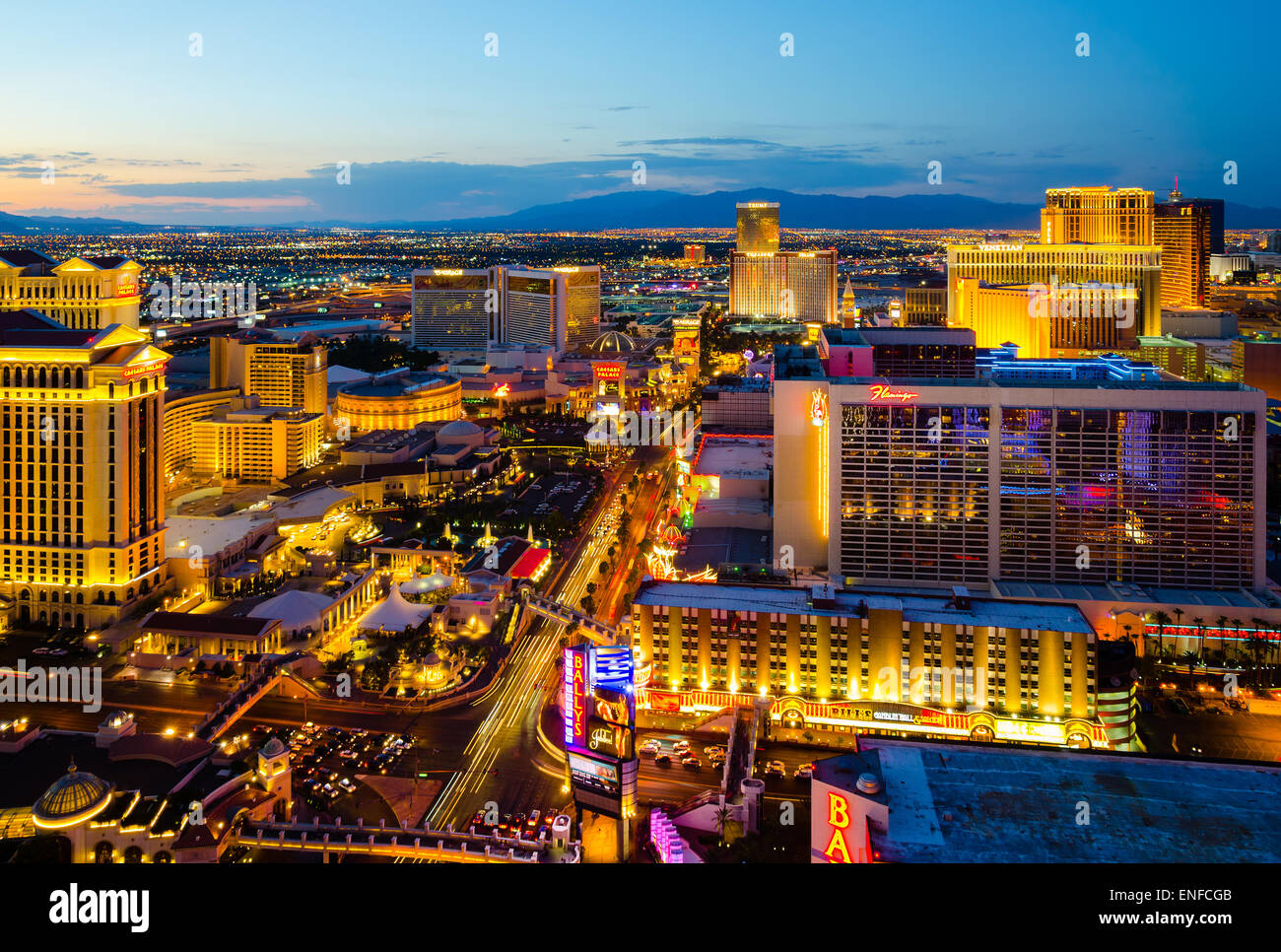An aerial view of Las Vegas Strip at night Stock Photo