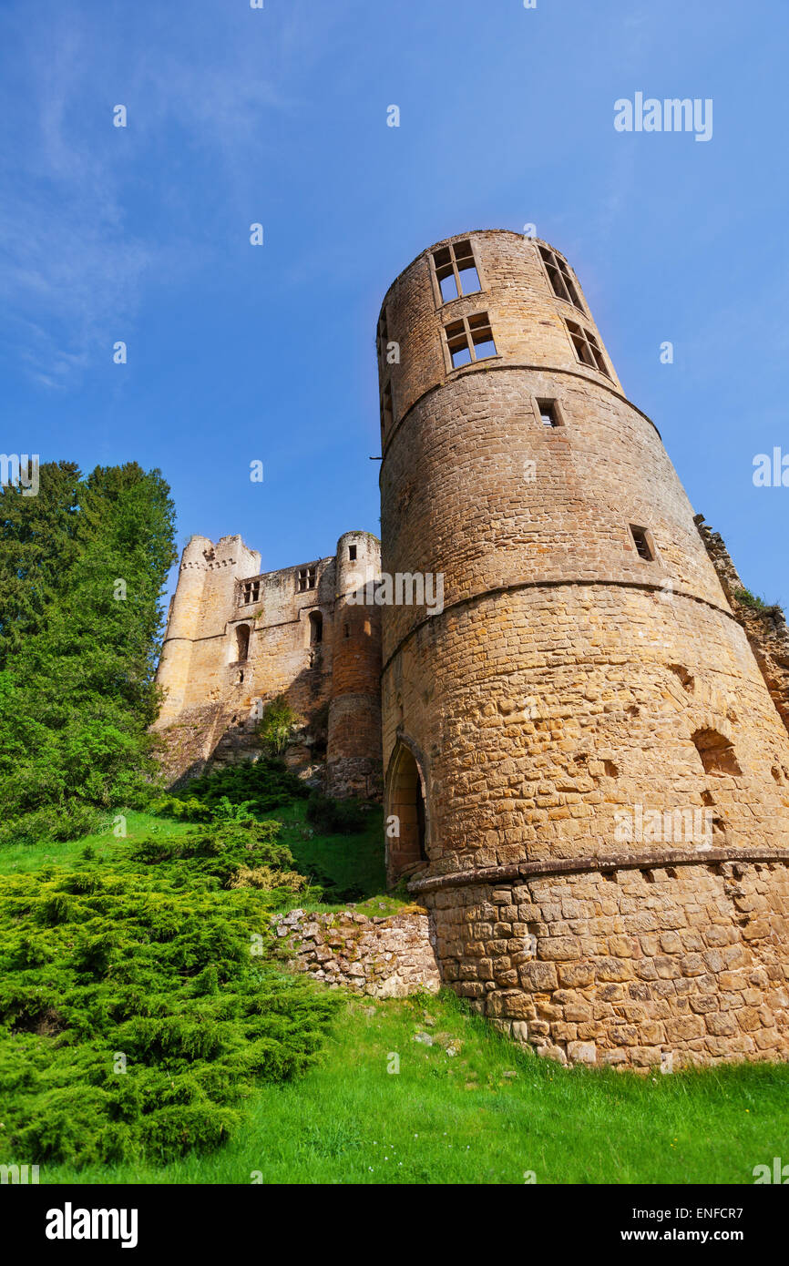 Tower of Beaufort castle in Luxembourg Stock Photo