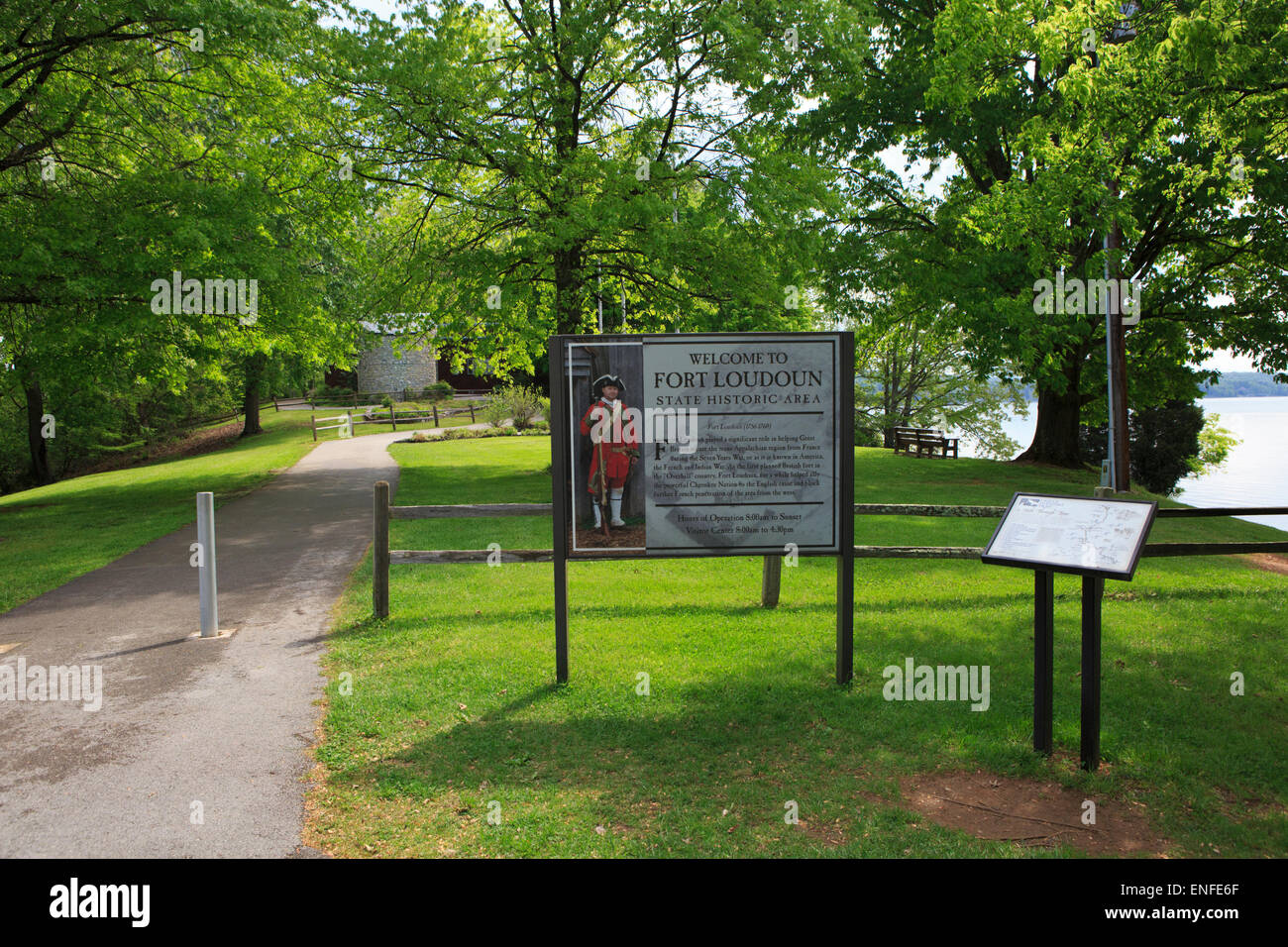 Path to the entry of Fort Loudoun State Park, Tennessee, historical French and Indian wars site. Stock Photo