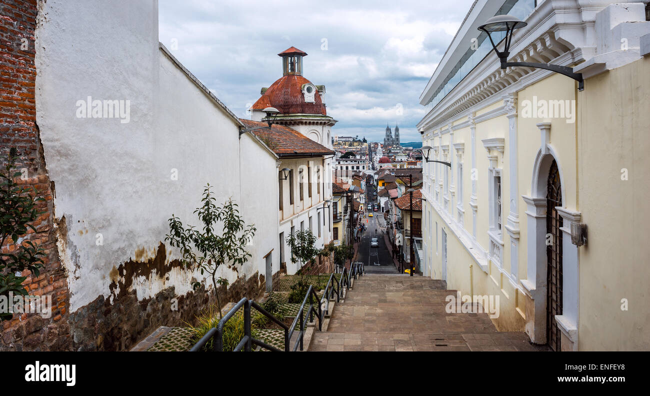 Historical center of old town Quito in northern Ecuador in the Andes mountains Stock Photo