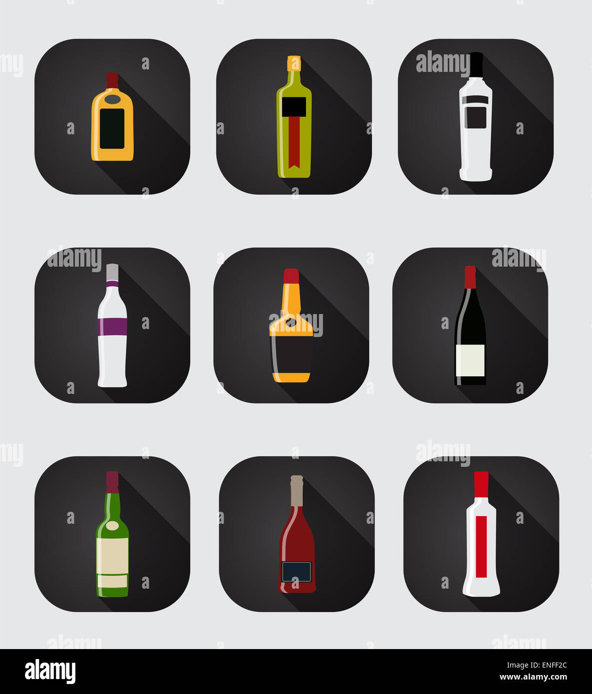 Modern Flat Dink Icon Set for Web and Mobile Application in Styl Stock Photo