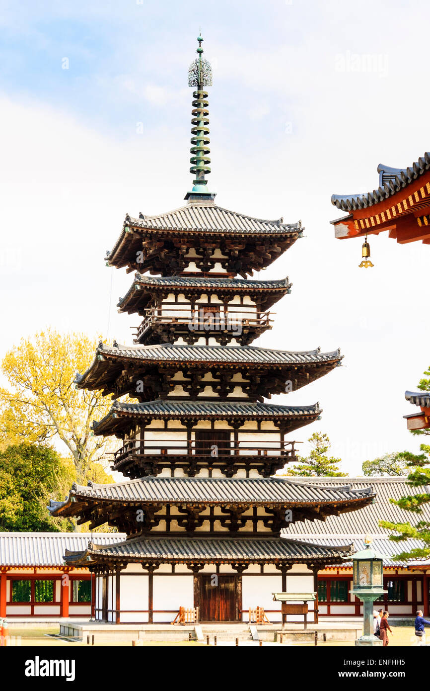 Japan Nara Yakushiji Temple The East Pagoda Toto One Of Two Dating Back To The 12th Century Hakuho Period With Background Of Blue Sky Stock Photo Alamy