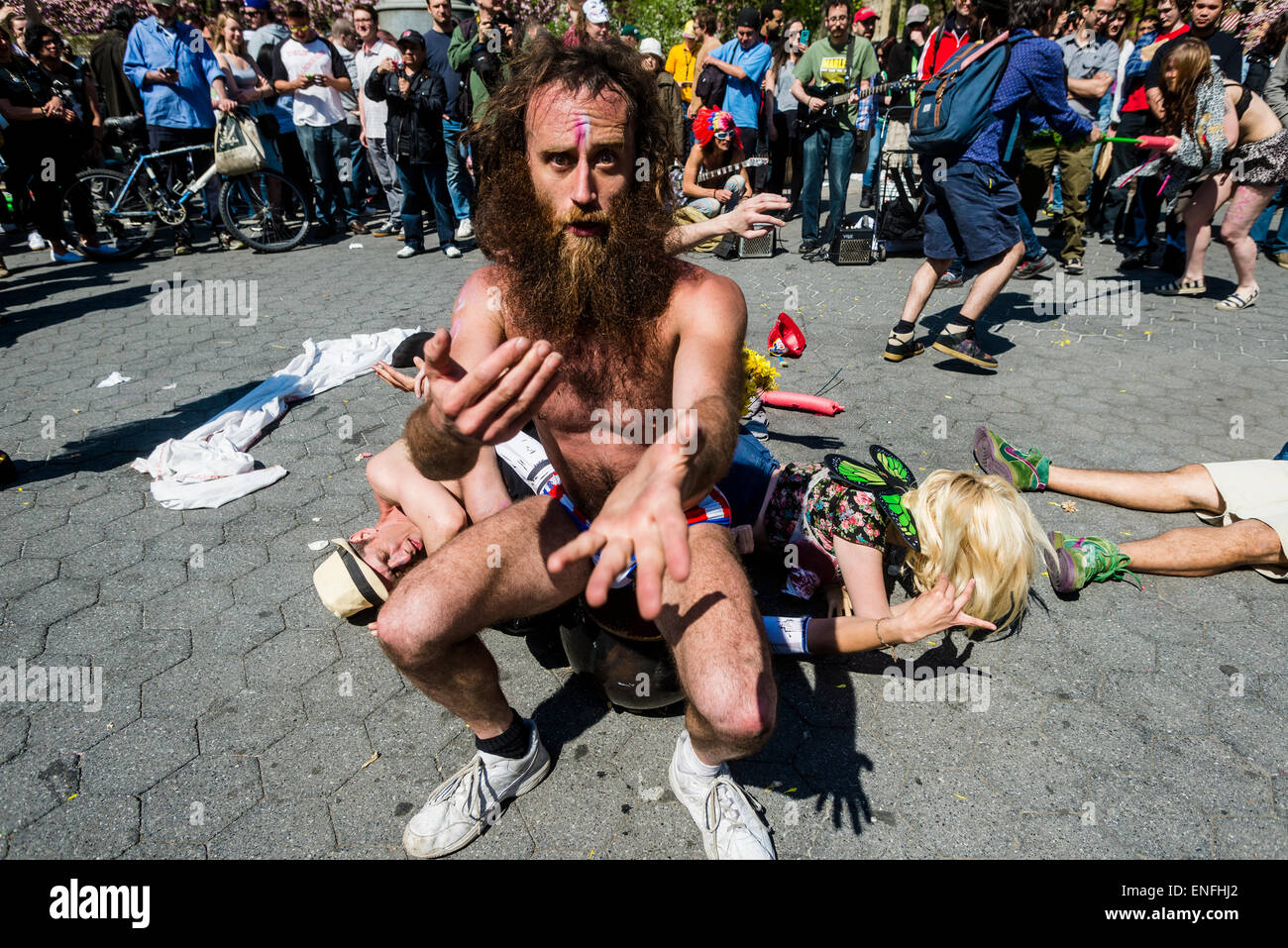 New York, NY - 2 MAY 2015 - Performance artist Matthew Silver, 