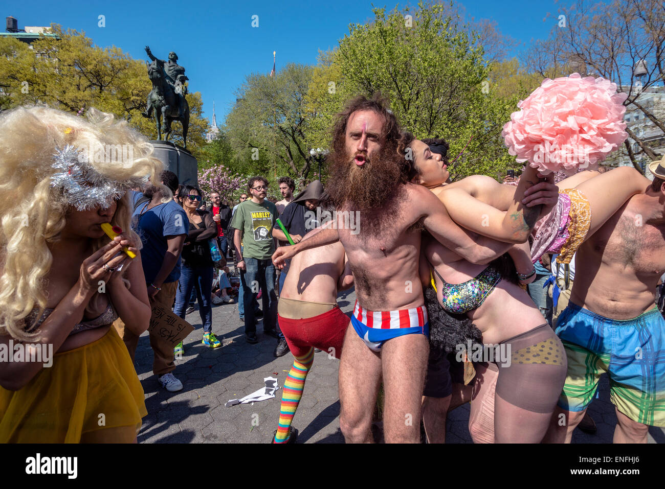 New York, NY - 2 MAY 2015 - Performance artist Matthew Silver, 