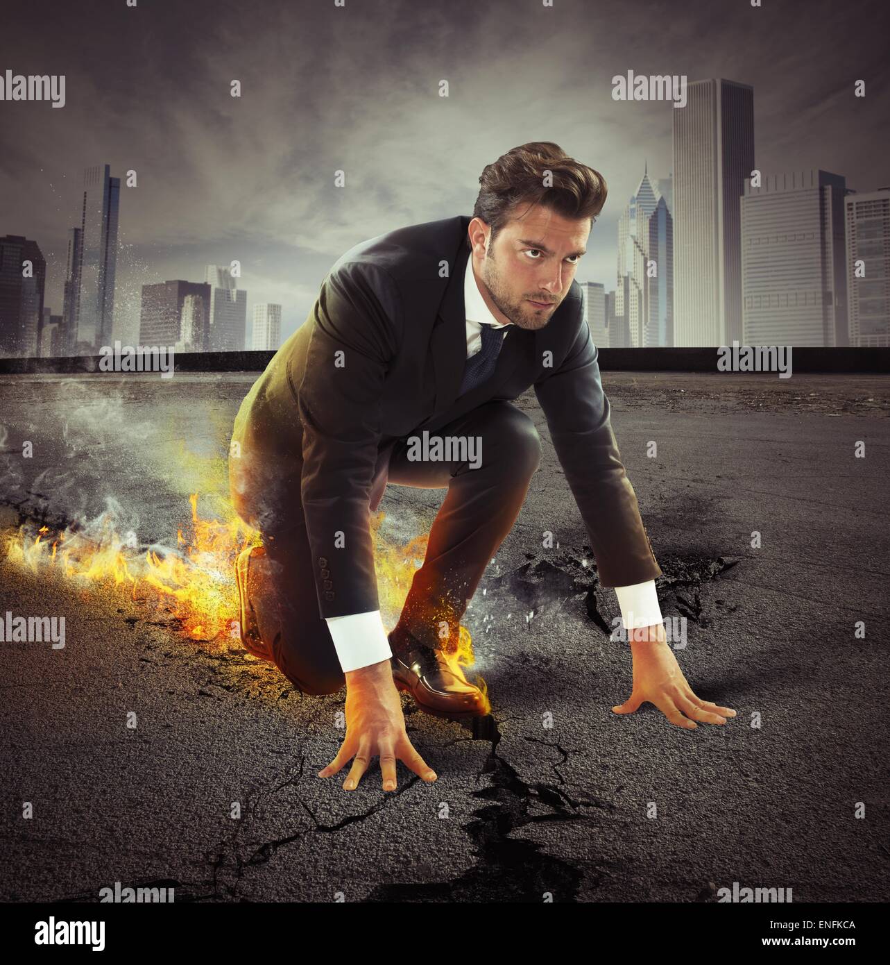 Businessman with strong determination Stock Photo