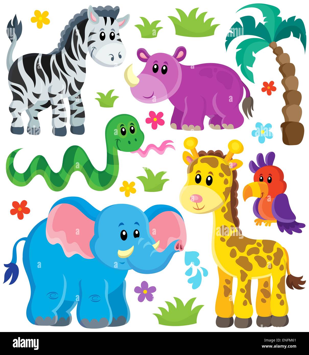 Set of African animals 3 - picture illustration Stock Photo - Alamy
