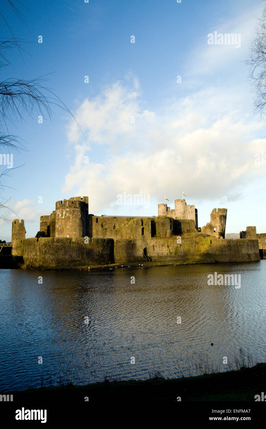 Caerphilly Castle, Caerphilly, South Wales. Stock Photo